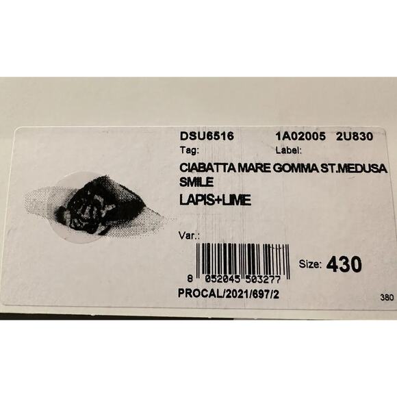 Versace Smiley Medusa Slides Sandals Blue/Lime 11 US (44 Eu) DSU6516 IT NIB $450 - Picture 13 of 13